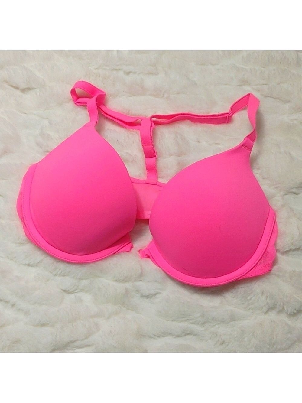 VS Pink Front Clasp "Wear Everywhere Push Up" Bra 32C in Neon Pink from 2012